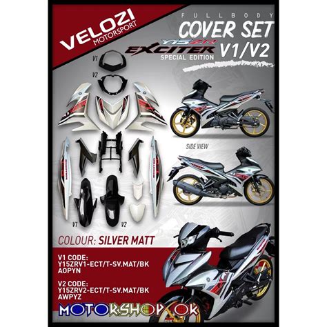 EXCITER 2021 SILVER MATT VELOZI COVER SET COVERSET YAMAHA Y15 Y15Z