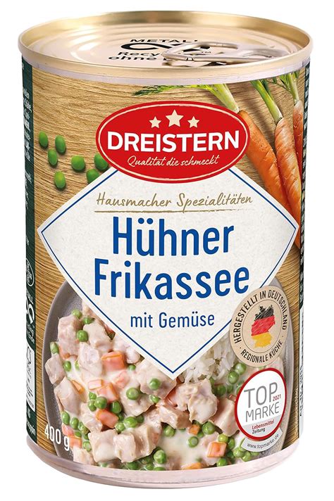 Dreistern Hühnerfrikassee mit zartem Gemüse Ringpull Dose 400 g