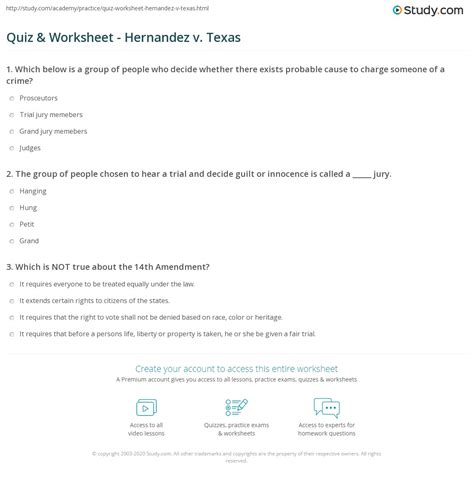 Quiz & Worksheet - Hernandez v. Texas | Study.com