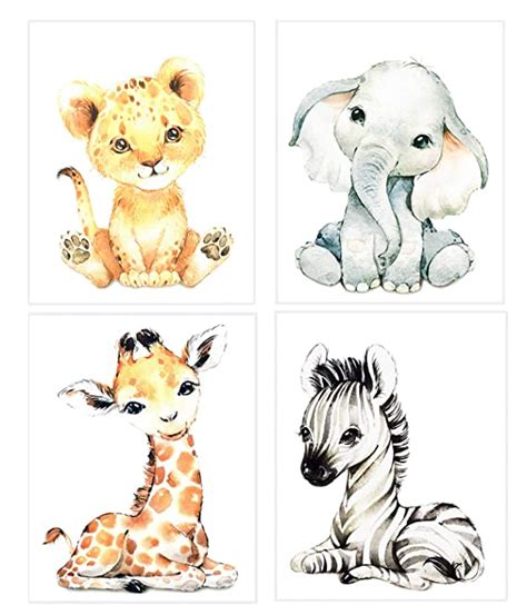 Monond Hahoness Wall Art For Nursery Decor Watercolor Safari Animal