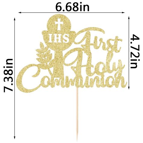 Kaoenla First Holy Communion Cake Topper Gold Glitter First Communion