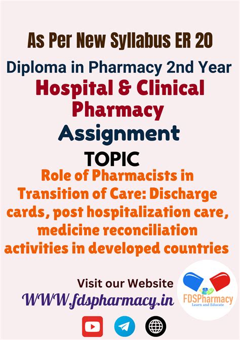 Role of Pharmacists in Transition of Care: Discharge cards, post