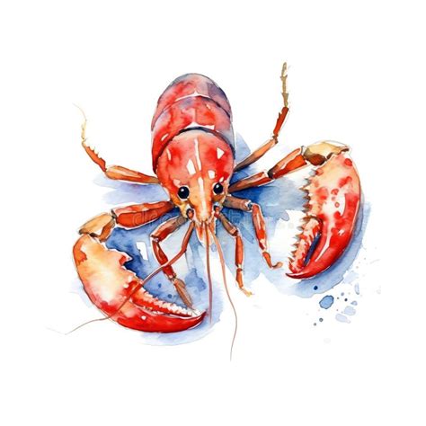 Aquarelle De Homard Marin Illustration Animaux Marins Clipart