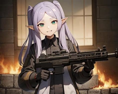 AI Frieren With Gun Frieren Fern With A Gun Know Your Meme