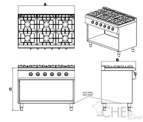 Fourneau à Gaz 6 Feux Professionnel Chefook