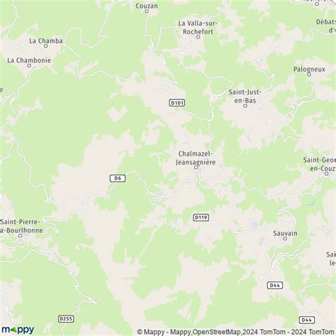 Plattegrond Chalmazel Jeansagnière kaart van Chalmazel Jeansagnière