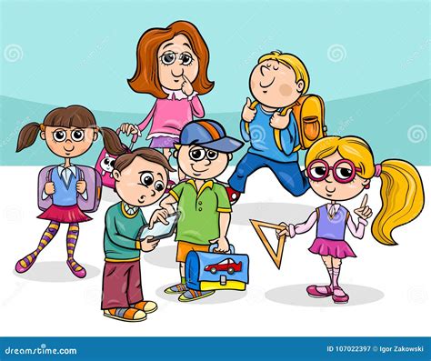 Cartoon Elementary School Children Group Stock Vector Illustration Of