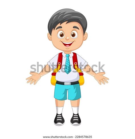 Vector Cartoon Happy School Boy Uniform Stock Vector (Royalty Free ...