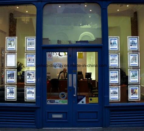 Double Sided Hanging Acrylic Display Led Frame For Real Estate Window