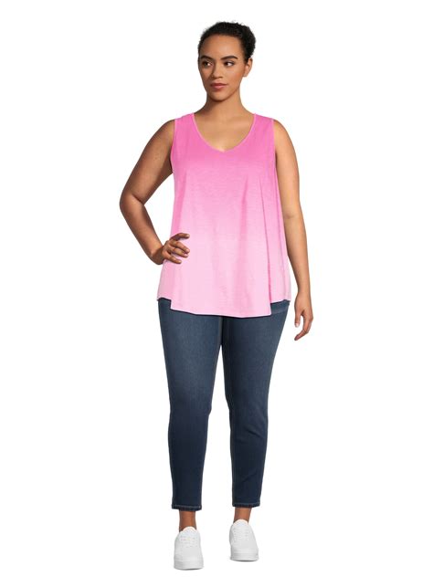 Terra And Sky Womens Plus Size Cotton Twist Back Sleeveless Top Sizes