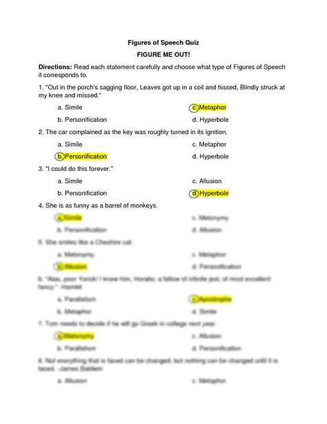 SOLUTION: Figures of speech quiz - Studypool