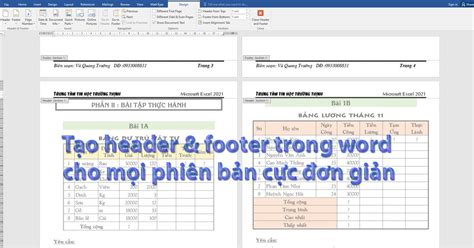 Tạo header and footer trong word cho mọi phiên bản cực kỳ đơn giản