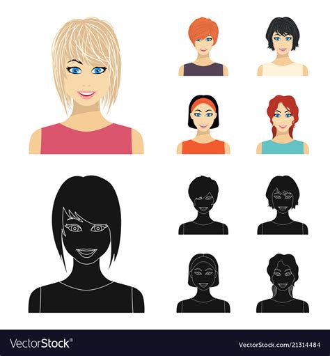 Types Of Female Hairstyles Cartoonblack Icons Vector Image