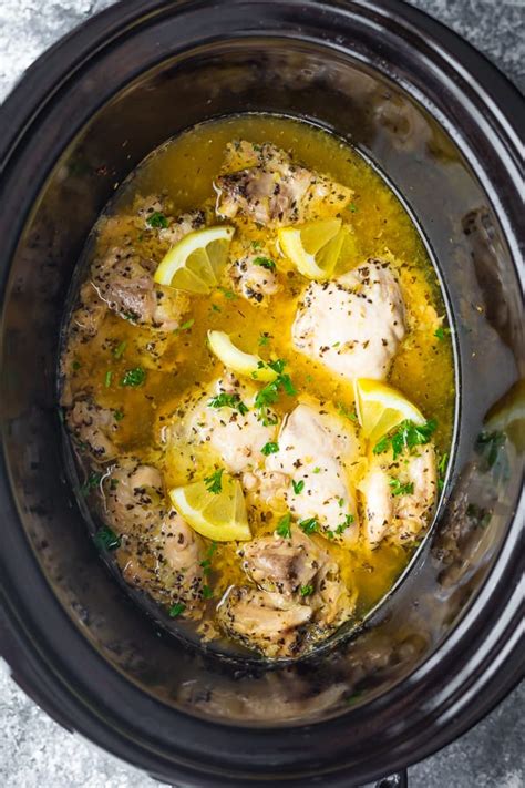 Slow Cooker Lemon Garlic Chicken Thighs Sweet Peas And Saffron