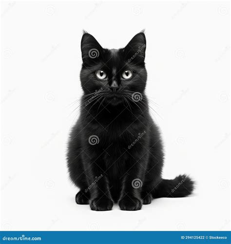 Bold Traditional Black Cat In White Background Stock Illustration