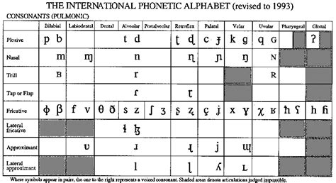 Consonant Tongue Placement Chart