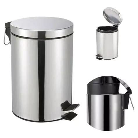 Kit 2 Lixeira De Banheiro Inox 3 Litros Cesto Cozinha Pedal