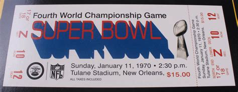 Super Bowl Iv Commemorative Score Card With Kt Gold Ticket Pristine