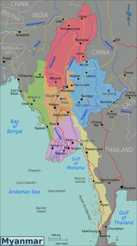 Map of Myanmar: Yangon, Mandalay, Bagan, Naypyidaw