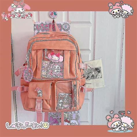 Kawaii Sanrio Mymelody Kuromi Cinnamoroll Pompom Purin New Backpack Cartoon Large Capacity