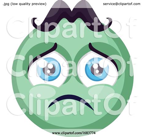 Sad Light Green Round Emoji Face Illustration By Morphart Creations