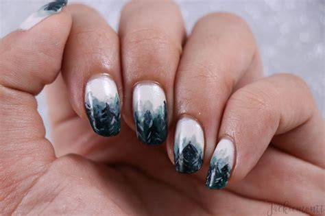 Foggy Forest Winter Ombre Nail Art Jackiemontt