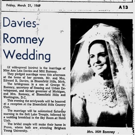 Mitt Romney's 1969 Wedding Announcement