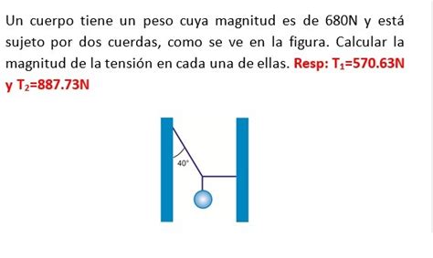 Un Cuerpo Tiene Un Peso Cuya Magnitud Es De N Y Est Sujet Por Dos