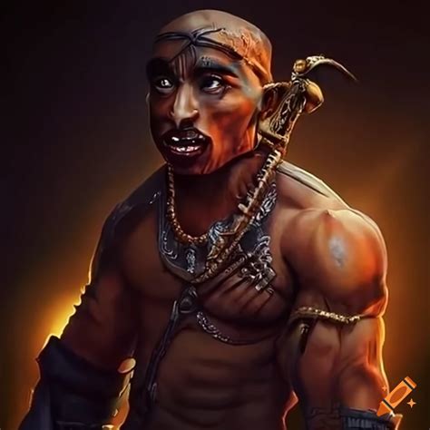 Artwork Of 2pac Transformed Into A Fierce Half Orc With A Keyblade