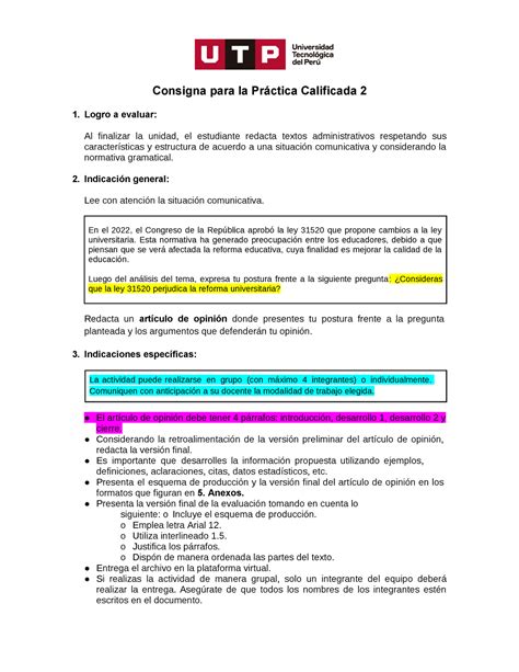 Pc Consigna Enviar Practica Consigna Para La Pr Ctica Calificada