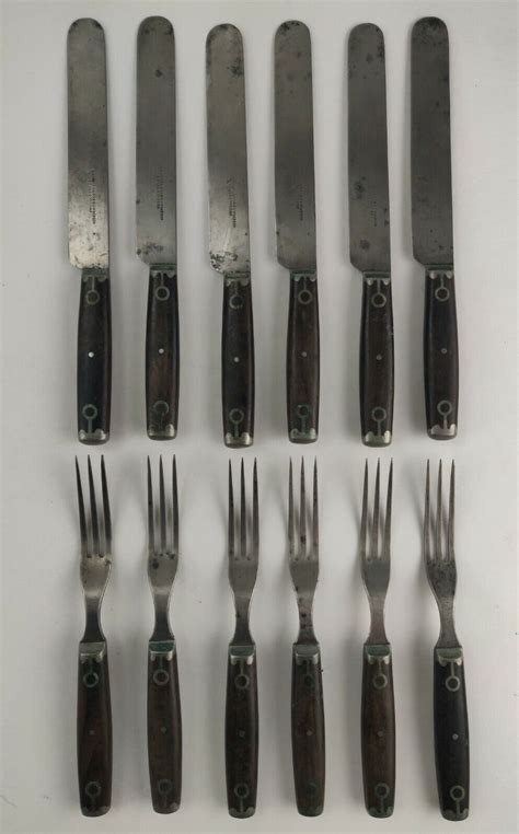 Antique Civil War Era Wood Handled Knife Fork Set Lamson Goodnow Sets