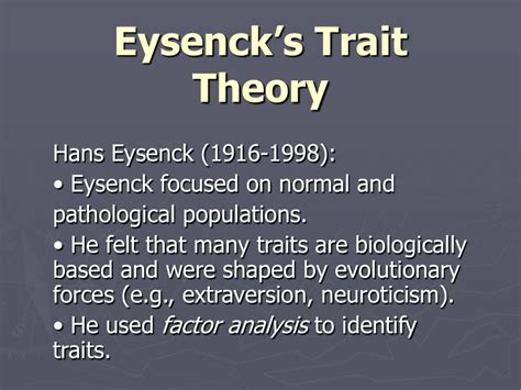 Hans Eysenck Personality Traits