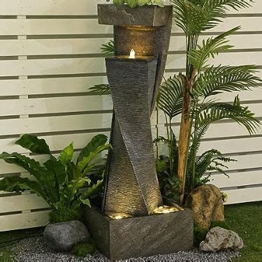 Bumilgar Garden Modern Outdoor Fountain, 47.2" Floor Standing Outdoor ...