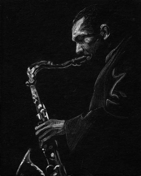 Jazz Art Sale John Coltrane Black And White Original Painting Music Portrait Home And Living Home