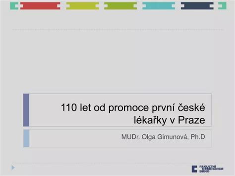 PPT 110 let od promoce první české lékařky v Praze PowerPoint