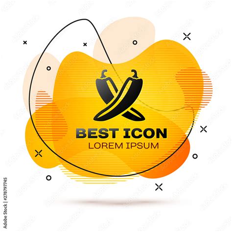 Black Crossed Hot Chili Pepper Pod Icon Isolated On White Background Design For Grocery