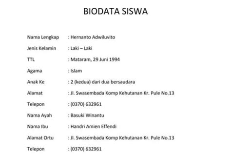 Contoh Biodata Diri Sendiri Yang Menarik Contoh Biodata Lengkap Dan