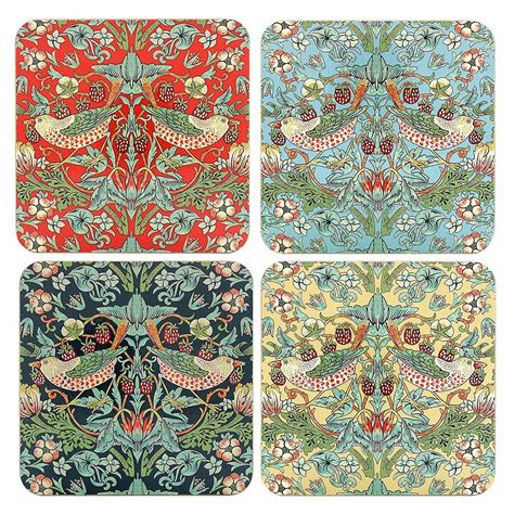 William Morris Strawberry Thief Mix Coasters I Porslin Pack