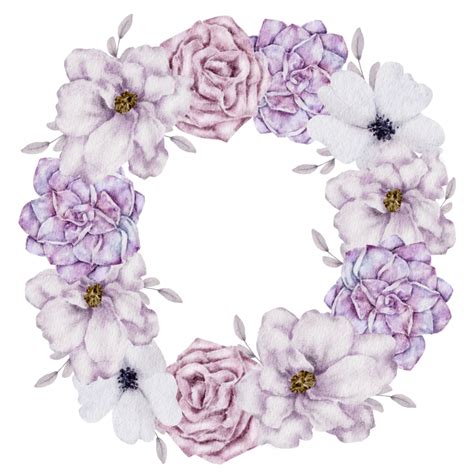 Guirnalda De Flores Violetas Acuarela 10336352 PNG