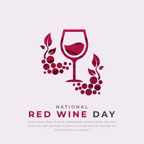 National Red Wine Day Paper Cut Style Vector Design Illustration For