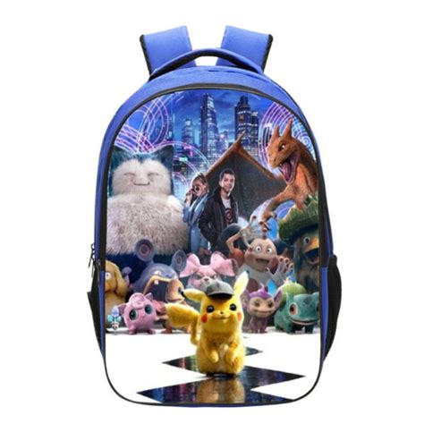 Pokémon Detective Pikachu Backpack School Bag Blue Baganime