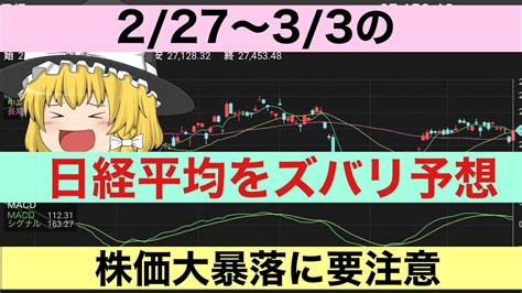 【日経平均予想】今週227〜33の日経平均株価をズバリ予想！儲かるトレード戦略 大暴落に要注意！ 日経225先物 ゆっくり解説 投資