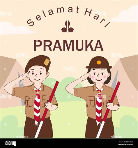 Happy Scout Day August Indonesian Festival Day Selamat Hari Pramuka