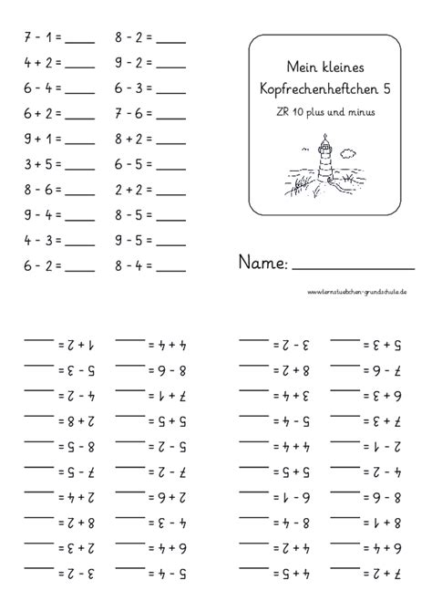 Kopfrechenheftchen im ZR 10 Plus u pdf Lernstübchen