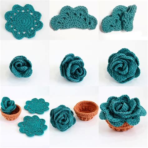 Crochet Pattern-flower POT Into Coaster-coaster Crochet Pattern Flower ...