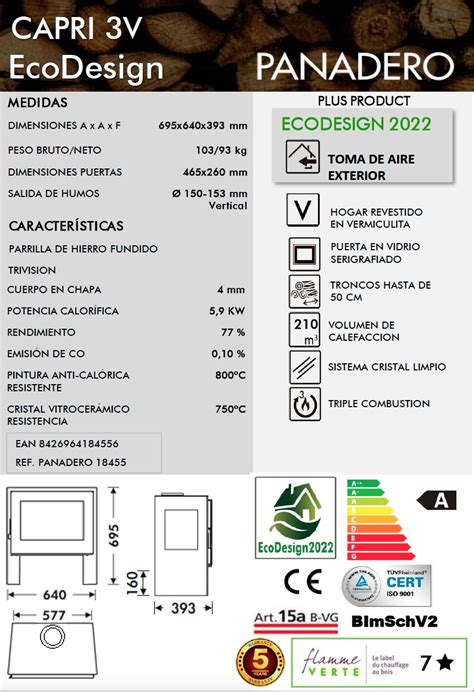 Estufa De Le A Panadero Capri V Kw Estufas Y Calderas Mudejar