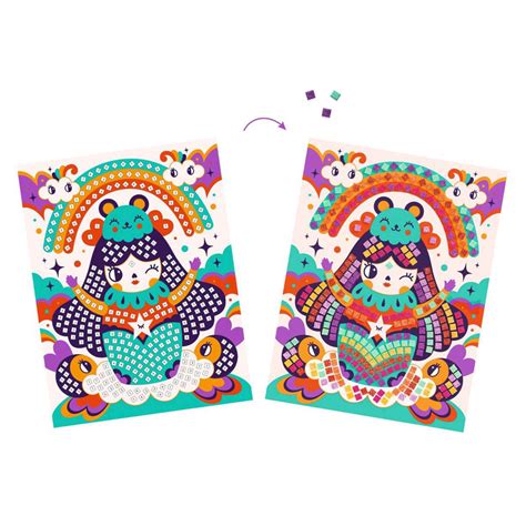 Djeco Mosaik-Bastelset Glitzer-Kokeshi für Kinder | Zambomba