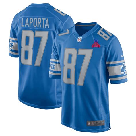 Sam Laporta Detroit Lions Pro Bowl Patch Game Men Jersey Blu