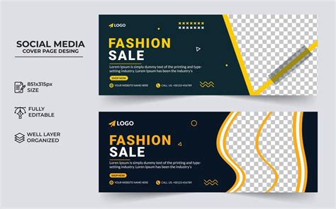 Fashion Sale Social Media Post Facebook Cover Template Modern And