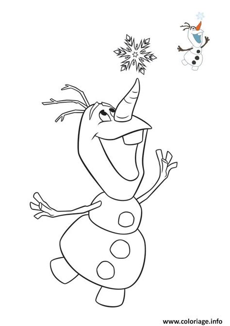 Coloriage Olaf Et Un Flocon De Neige Dessin Olaf à imprimer